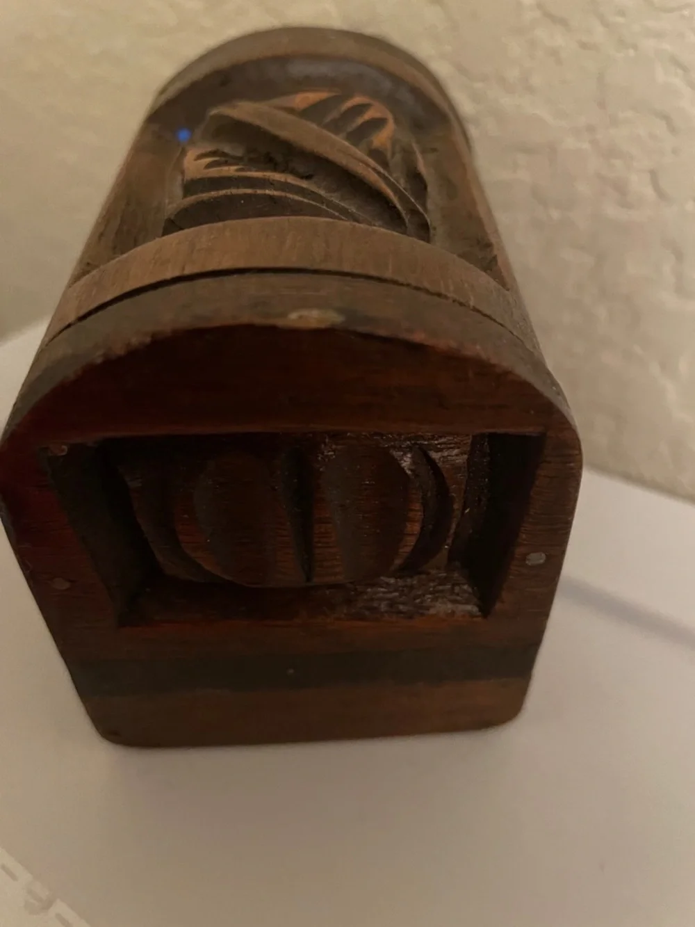 Vintage Small Hand-Carved Wooden Trinket Box - Brown from HONDURAS